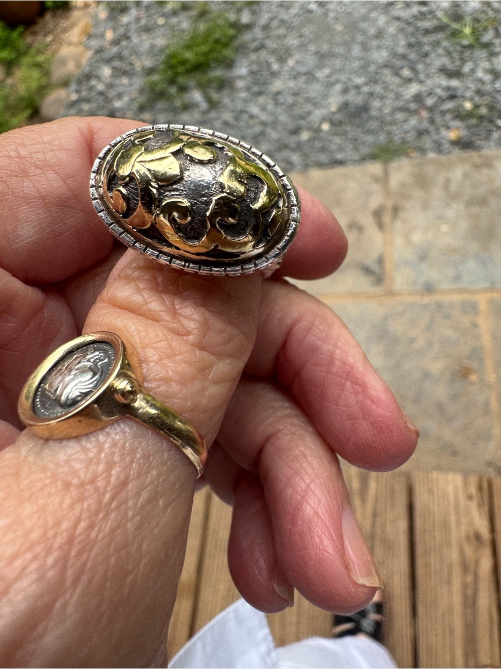 Vintage John Hardy Fleur De Lis style bold ring 925/18K size 7